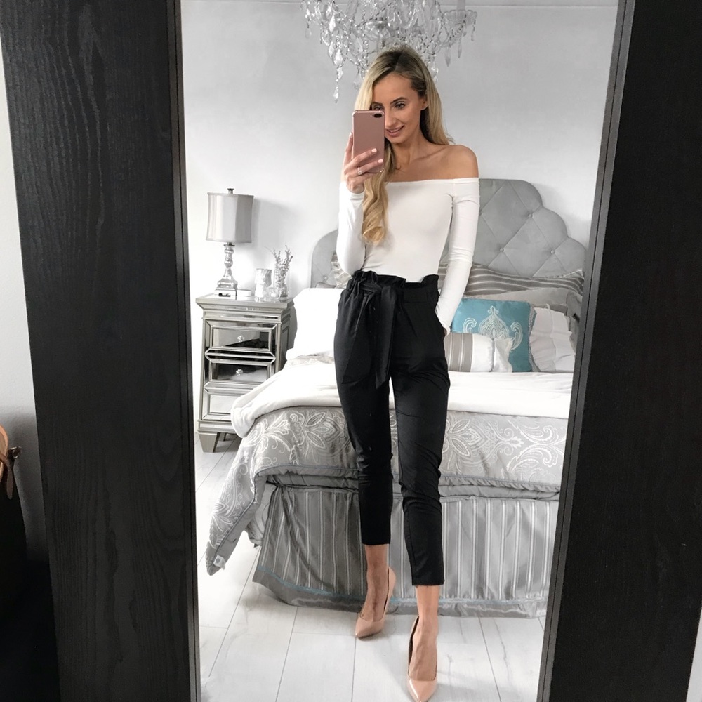 LAST ONE!!! High Waist Black Chiffon Trouser Pant - Picture 3 of 8